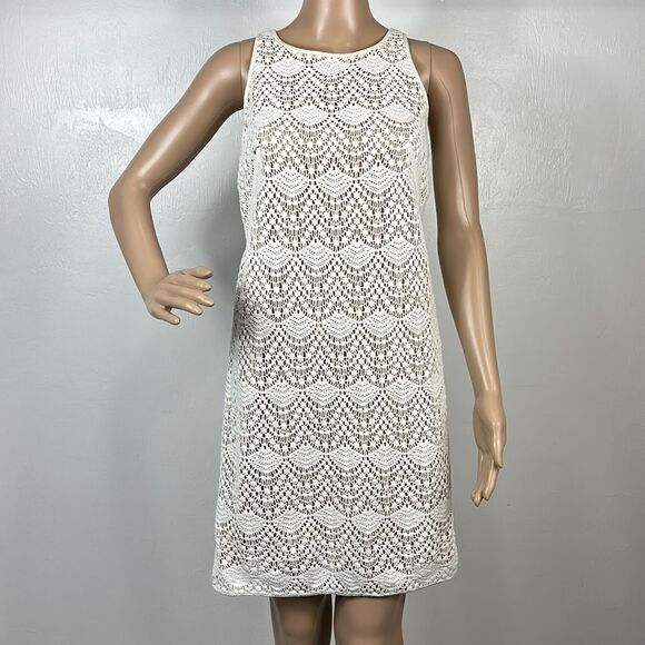 LOFT Sleeveless Crochet Tie Back Shift Dress Size 0 - Picture 1 of 8